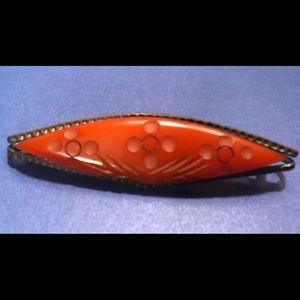Vintage Celluloid or Bakelite Burnt Orange Brooch